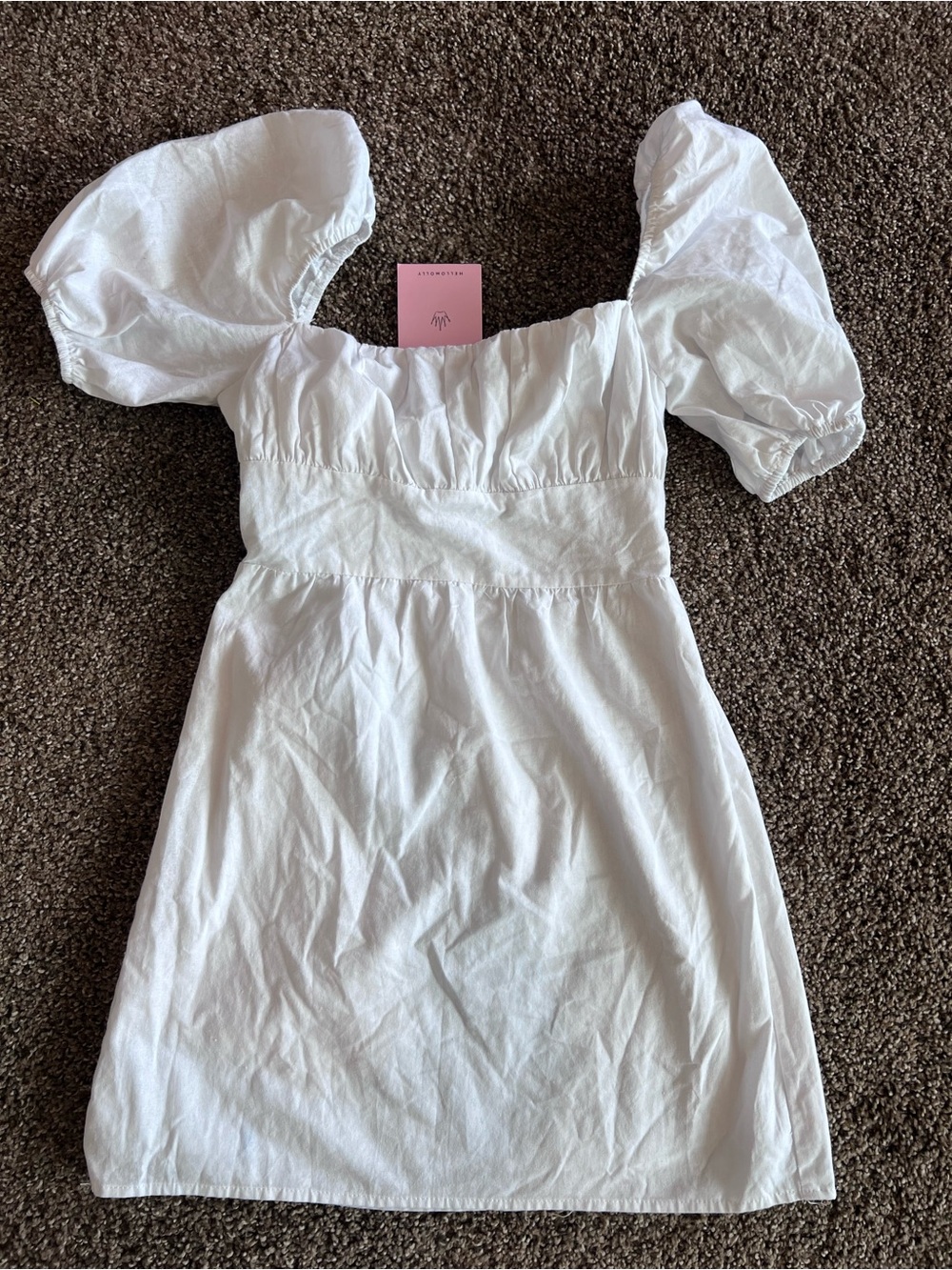 Hello Molly White Square Neck Puff-Sleeve Mini